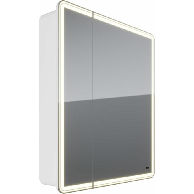 Шкаф зеркальный LEMARK ELEMENT 70х80 см 2-х дверный, с подсветкой, с розеткой, белый глянец