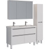 Шкаф зеркальный LEMARK ZENON 120х80 см 3-х дверный, с козырьком-подсветкой, с розеткой, белый глянец