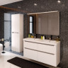 Шкаф зеркальный LEMARK ZENON 120х80 см 3-х дверный, с козырьком-подсветкой, с розеткой, белый глянец
