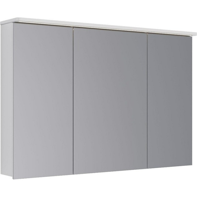 Шкаф зеркальный LEMARK ZENON 120х80 см 3-х дверный, с козырьком-подсветкой, с розеткой, белый глянец
