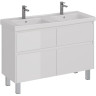 Тумба LEMARK COMBI 125 см под 2 раковины, подвесная/напольная, 4 ящика, белый глянец