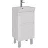 Тумба LEMARK COMBI 45 см под раковину, подвесная/напольная, 2 ящика, белый глянец