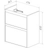 Тумба LEMARK COMBI 60 см под раковину, подвесная/напольная, 2 ящика, планки-чёрный; корпус/фасад белый глянец
