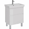 Тумба LEMARK COMBI 70 см под раковину, подвесная/напольная, 2 ящика, белый глянец