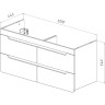 Тумба LEMARK OLIVIA 125 см под 2 раковины, подвесная, 4 ящика, корпус Дуб кантри, фасад белый глянец